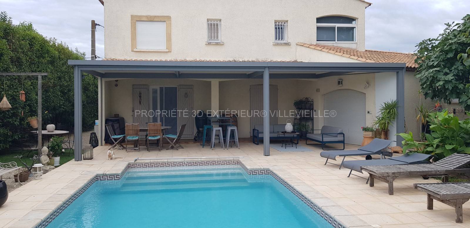 Pergola en aluminium pose en applique stores zip à Marguerittes proche Manduel Gard