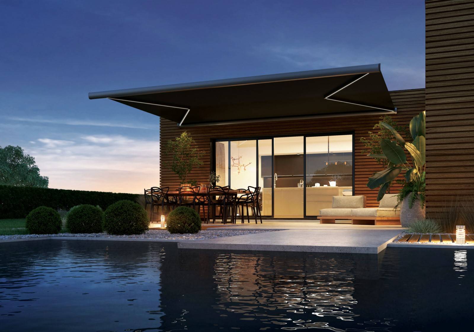 Store banne motorisé coffre intégral avec détecteur de vent à Villevieille Gard proche Sommières