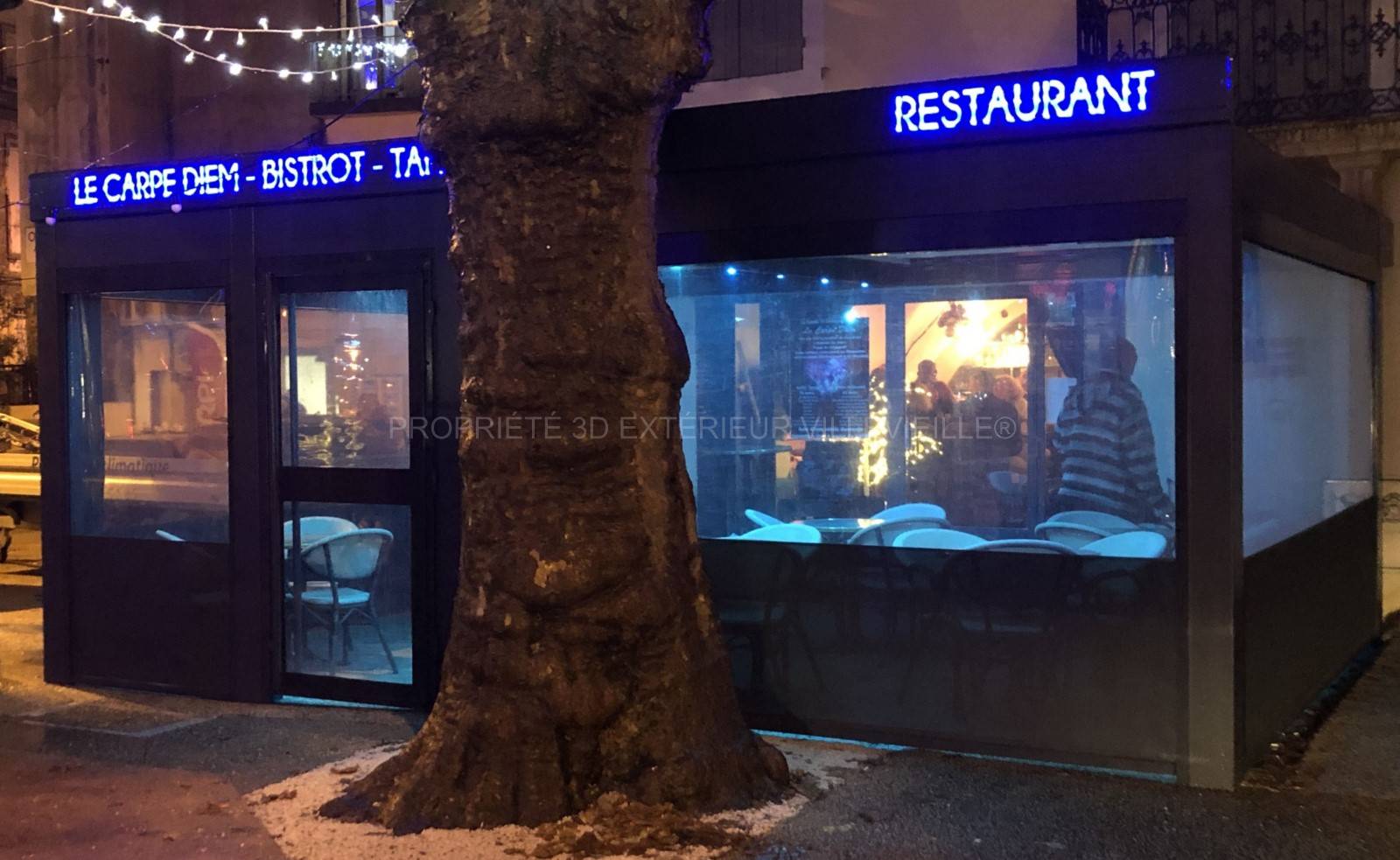 pergola bioclimatique pour le  Restaurant Pub LE CARPE DIEM  à CALVISSON (30) dans le Gard