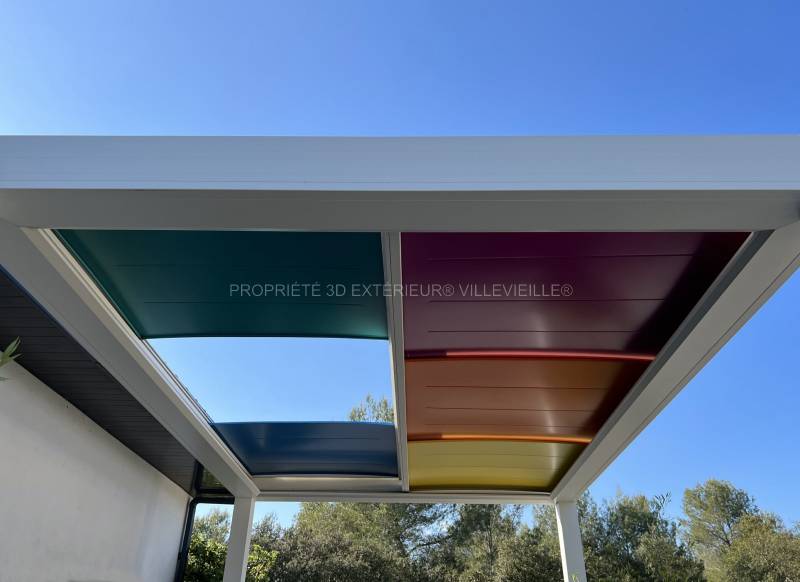 Pergola Arlequin design unique et coloré ! Jouer avec l’ombre et la lumière à Sommieres
