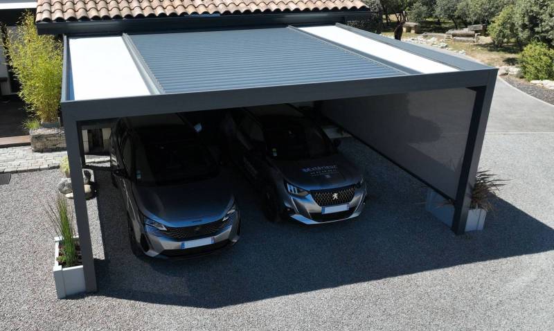 Installation d'un carport adossé avec jardinières de lestage à Villevieille 30/34