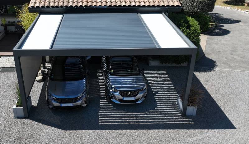 Carport double en alu fabrication et installation : 3d Extérieur - Occitanie