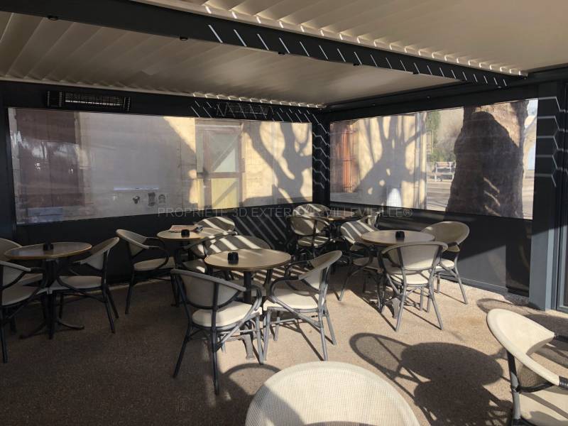 Store zip Screen fenêtre cristal pour terrasse restaurant avec pergola