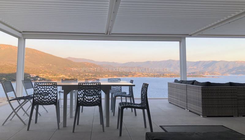 Conception pergola lames orientables  Sagone (20) proche d'Alata en Corse