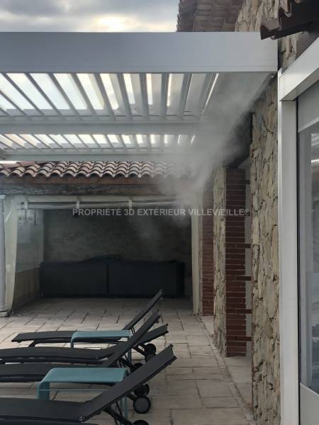 Pose d’une pergolas Bioclimatique équipée de Brumisation design