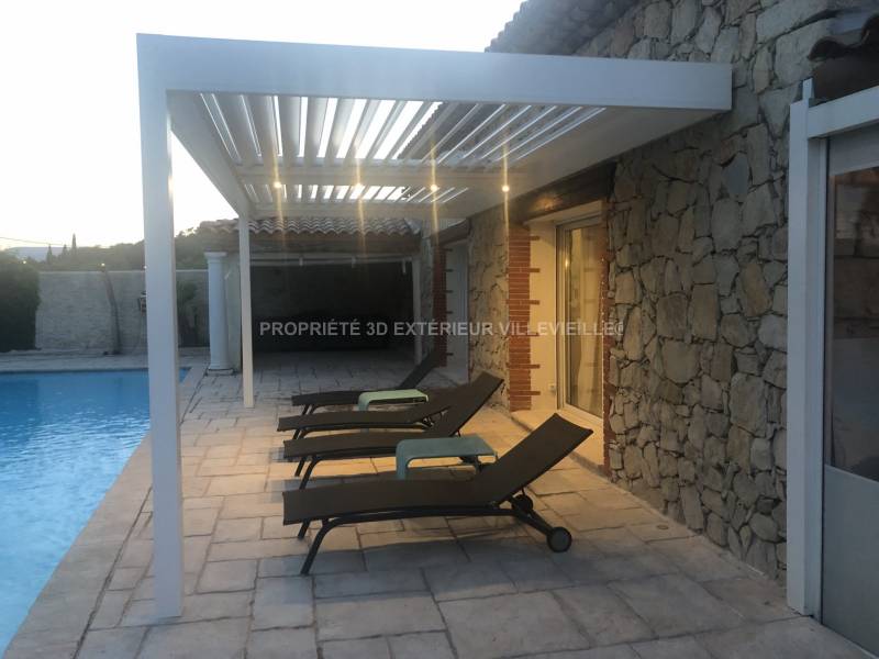 Pose d’une pergolas Bioclimatique équipée de Brumisation design