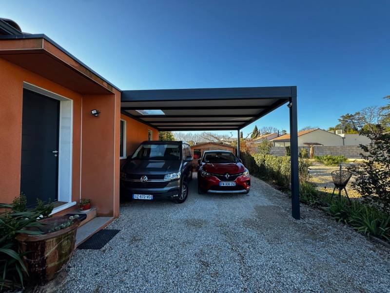 Pose d'un abri voiture sur mesure en alu à Congénies dans le Gard