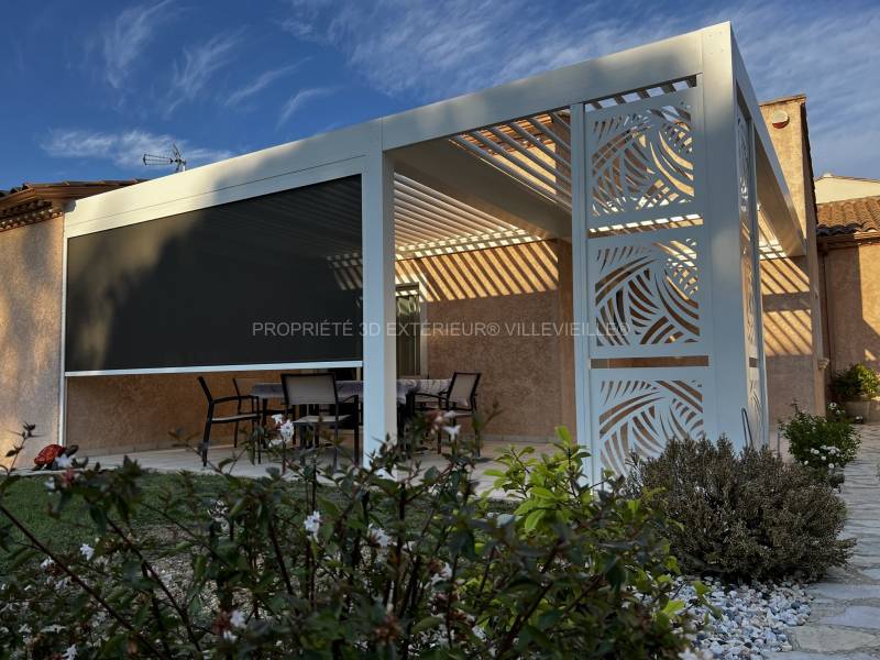 Artisan pour fabrication de pergola bioclimatique adossée en alu dans le Gard