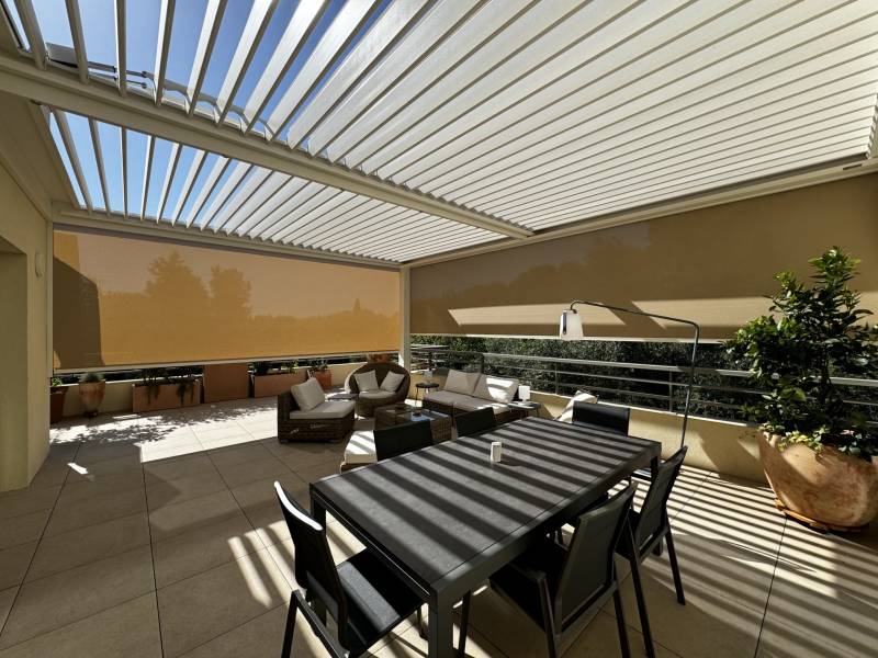 Transformez votre toit terrasse à Nîmes en un rooftop tendance avec une pergola bioclimatique blanche