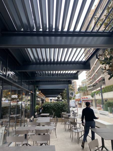 Aménagement des terrasses de restaurant avec une pergola sur la principauté de Monaco