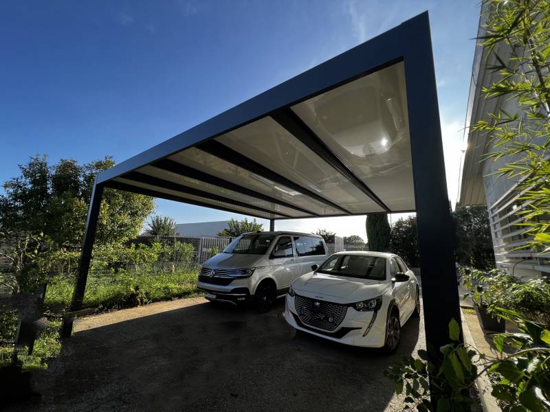 Carport design en aluminium 3d Extérieur - modèle autoporté - Sommières 30 