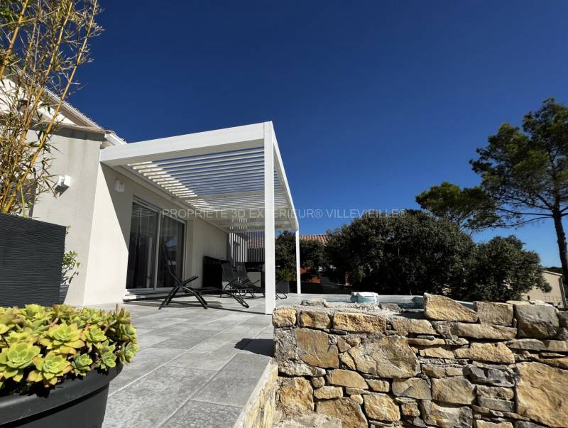 Pergola standard ou sur mesure adossée ou autoportée bureau d'étude à Villevieille Gard proche de l'Hérault