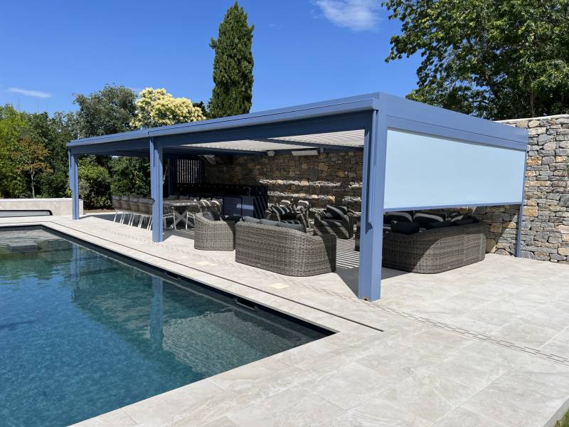 Réalisation pergola aluminium avec stores motorisés - 3d Extérieur