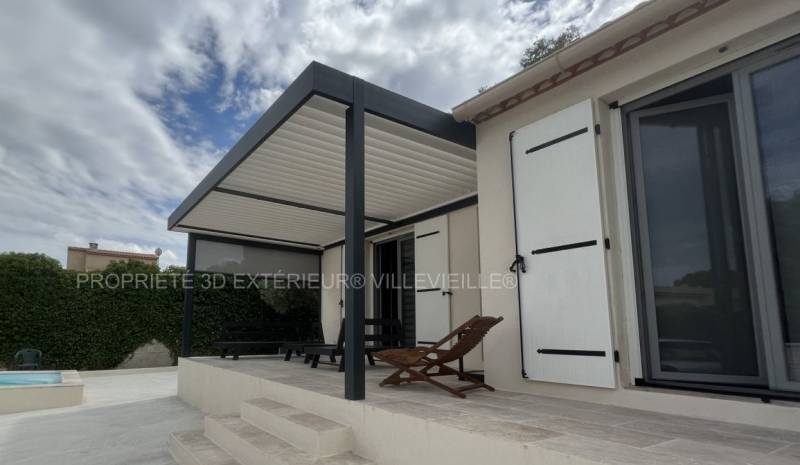 Artisan RGE pour conception et installation de pergola bioclimatique adossée à Sommières