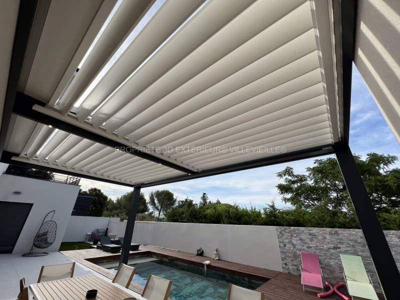 Conception et pose de pergola bioclimatique adossée en aluminium dans le 30