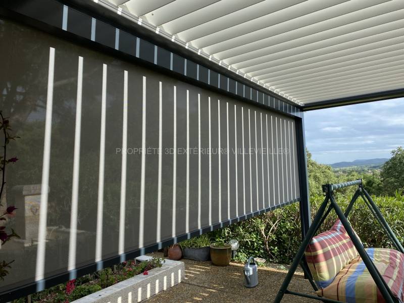 Pergola bioclimatique solution d'aménagement et d'agrandissement de votre terrasse située à Quissac département du Gard (30) Occitanie dans l’arrière-pays cévenol