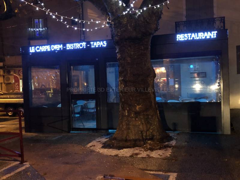 pergola bioclimatique pour le  Restaurant Pub LE CARPE DIEM  à CALVISSON (30) dans le Gard